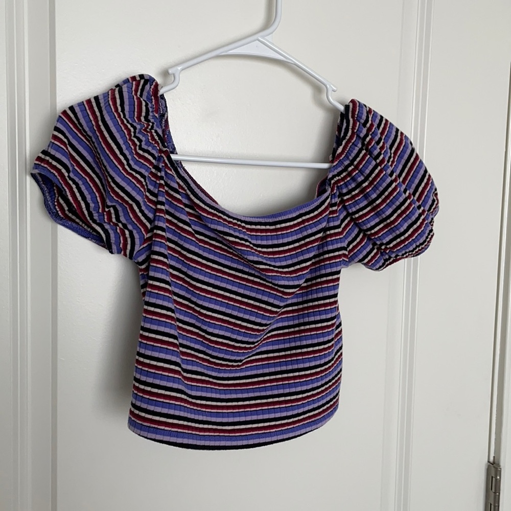 Purple Striped Crop Top